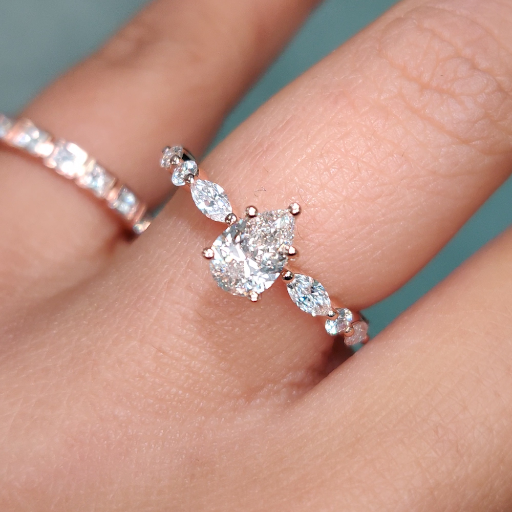 Floating marquise 2024 diamond ring